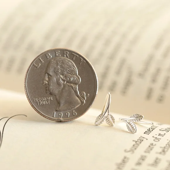 Frosted Leaf Earrings - Only 1 left! - Picture 8 of 11